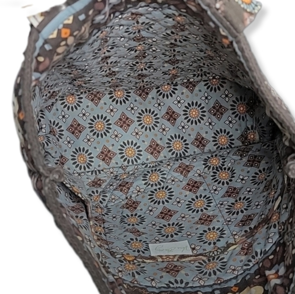 Vera Bradley Floral Tote in Brown, Cream, Yellow Muted Colors Great for Everyday - Picture 5 of 10